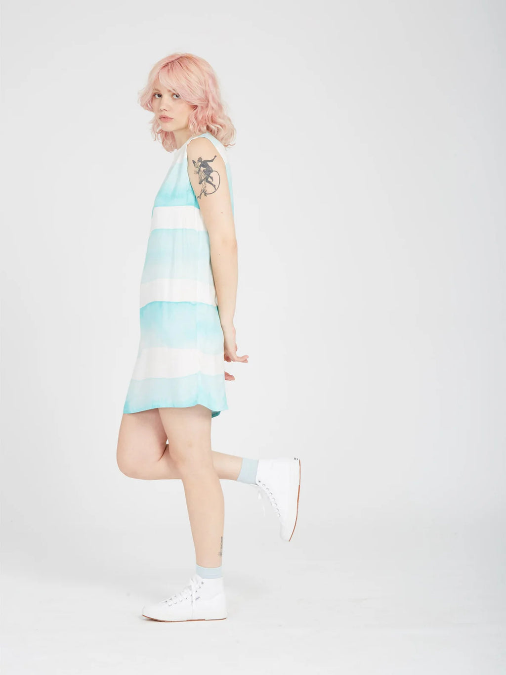 Volcom Robe Stay Stripes Kleid – Blasses Aqua