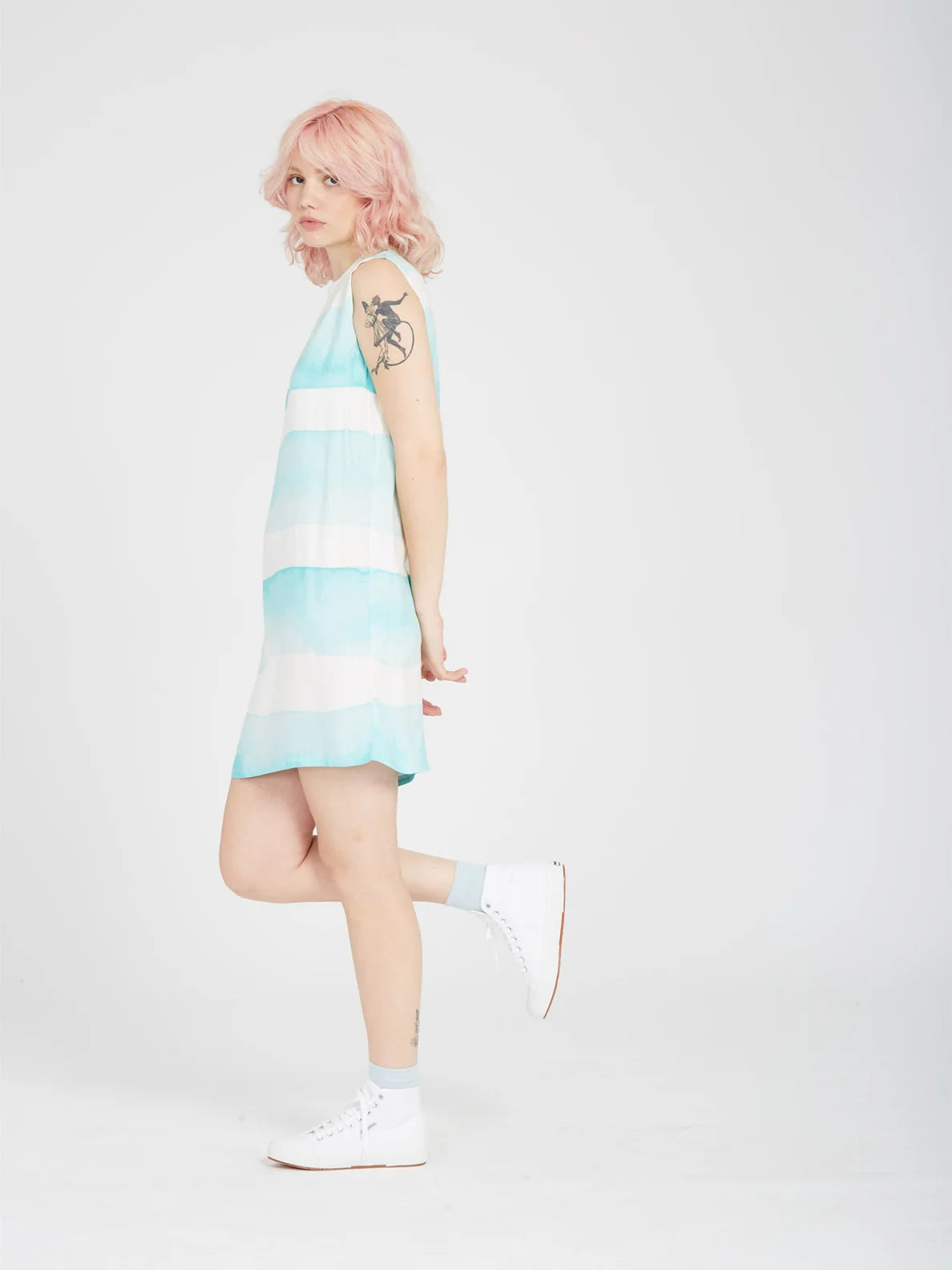 Volcom Robe Stay Stripes Dress - Pale Aqua