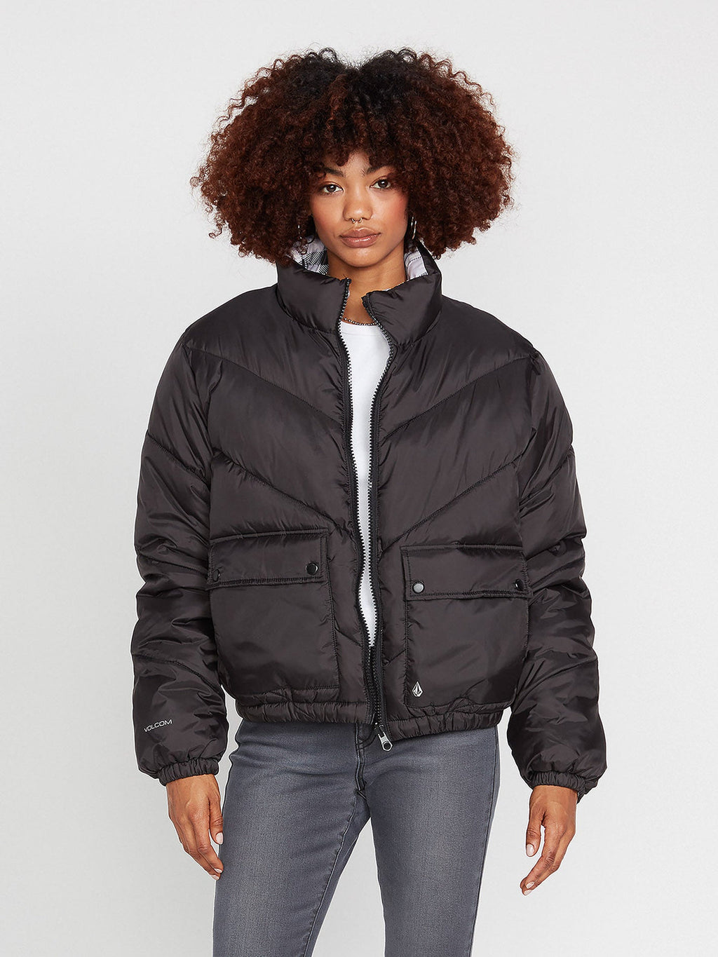 Volcom Daunen-Puff-Jacke (wendebar) – Schwarz