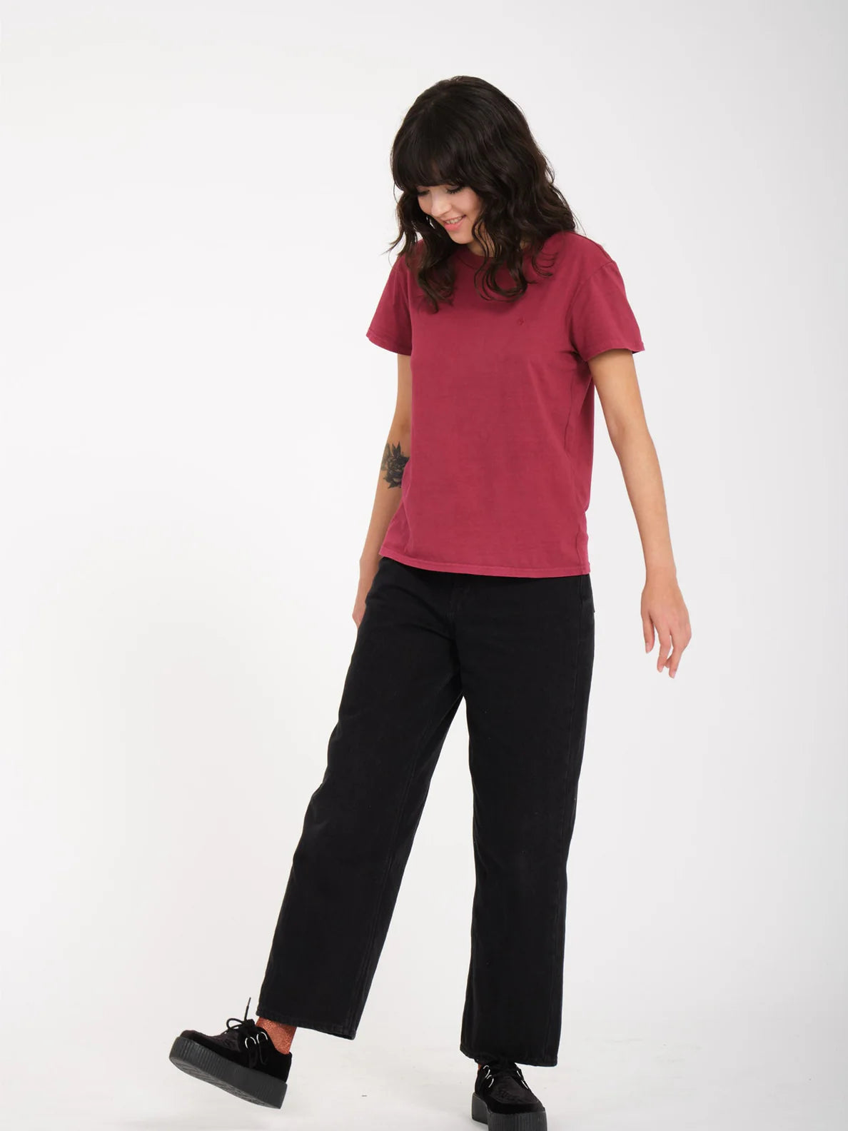 Volcom Solid Stone Girl's T-shirt - Wine | Collection_Zalando | Volcom Shop | Women's short sleeve t-shirts | surfdevils.com