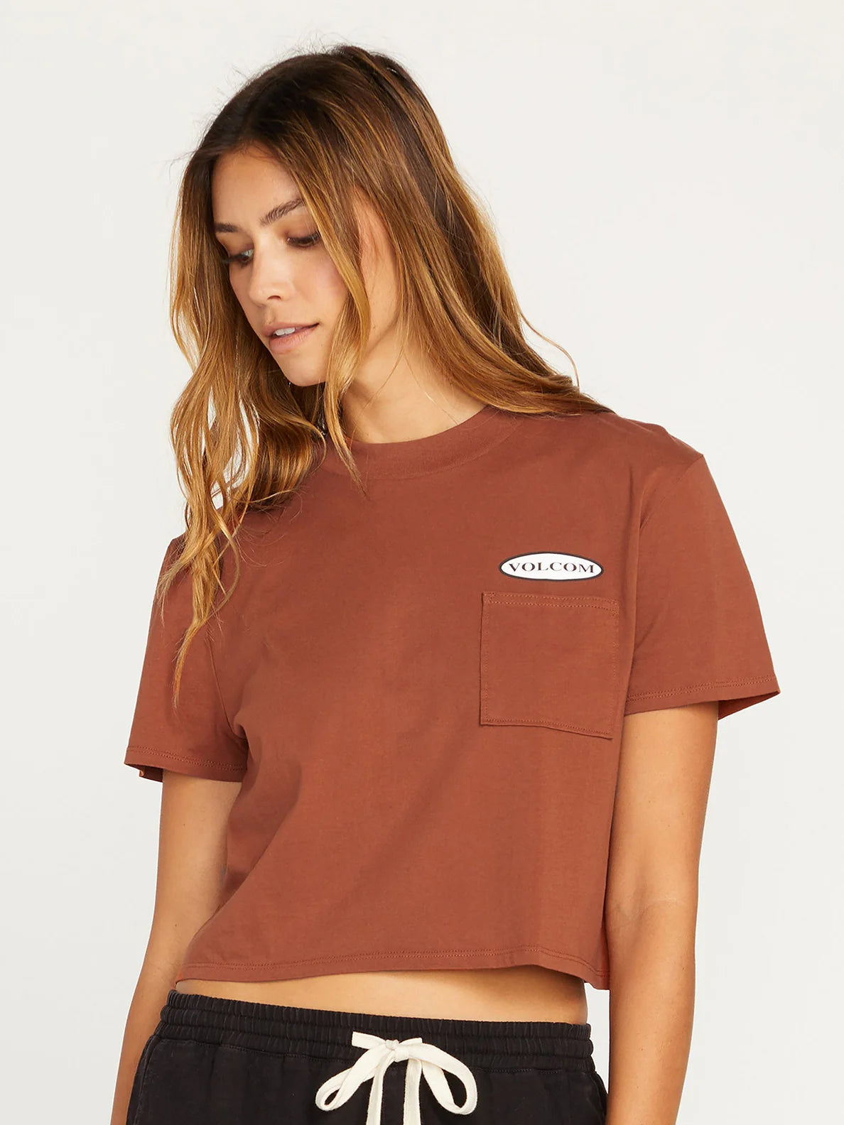 T-shirt pour Filles Volcom Pocket Dial - Dark Clay | Nouveaux produits | Produits les plus récents | Produits les plus vendus | surfdevils.com
