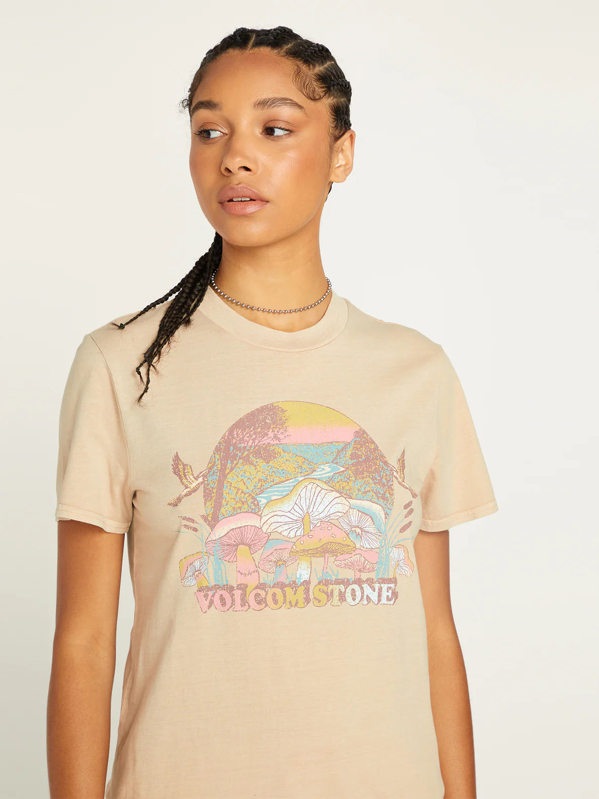 Volcom Farm To Yarn Lock It Up Girl's T-Shirt - Taupe | Collection_Zalando | Volcom Shop | Women's short sleeve t-shirts | surfdevils.com