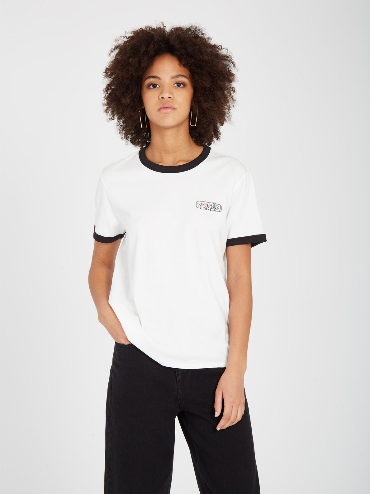 Volcom Truly Ringer Damen T-Shirt – Star White