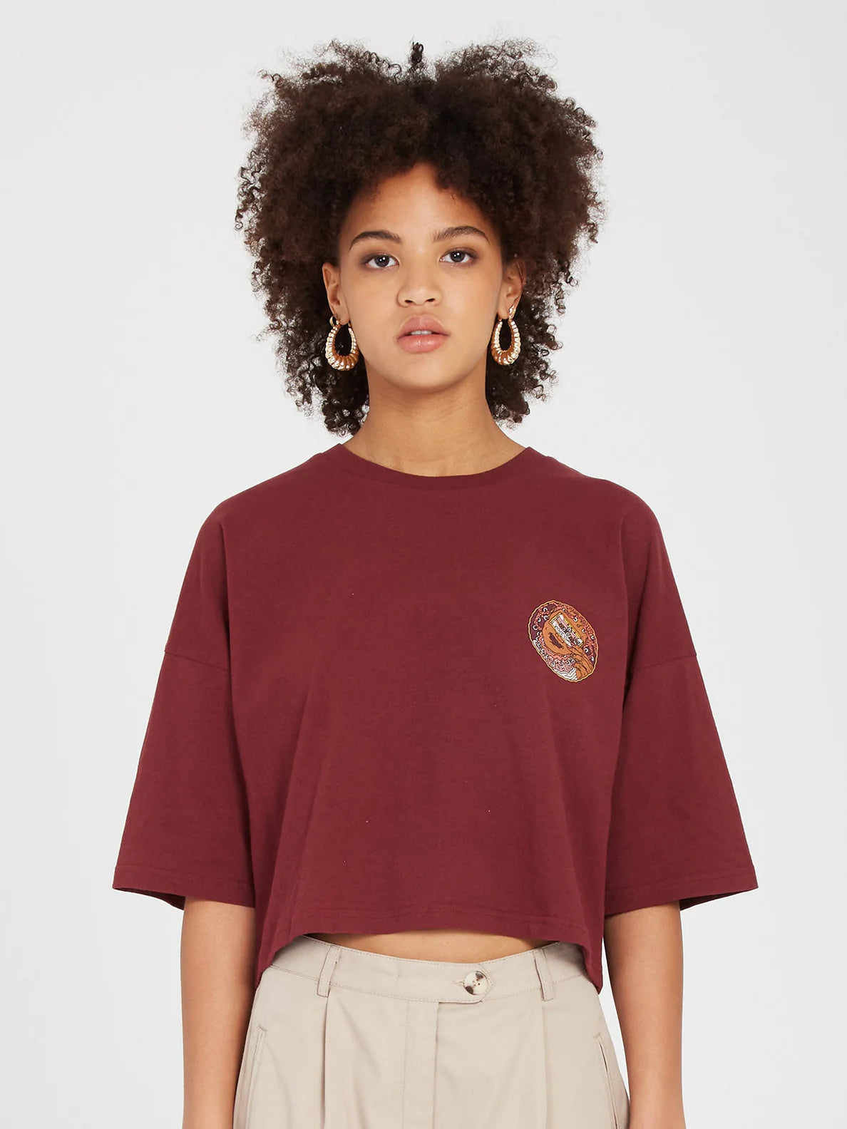 Volcom Drumstone Mädchen T-Shirt – Burgund