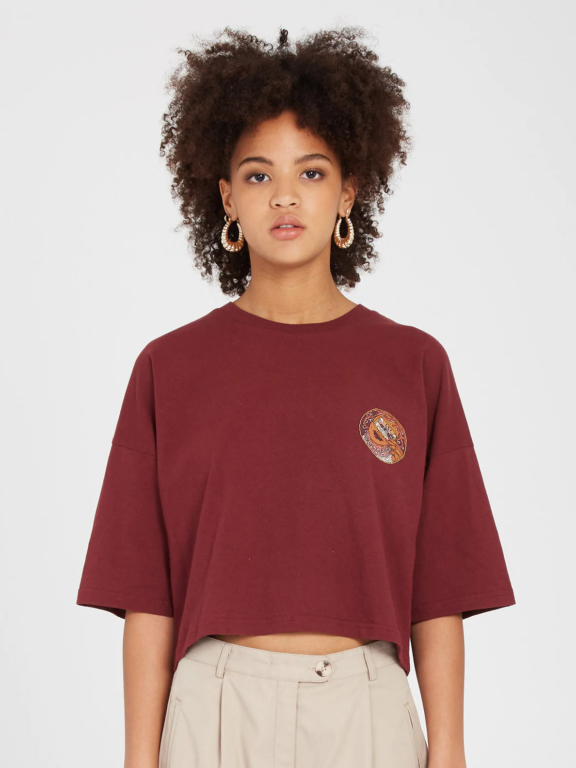 Volcom Drumstone Girl's T-Shirt - Burgundy