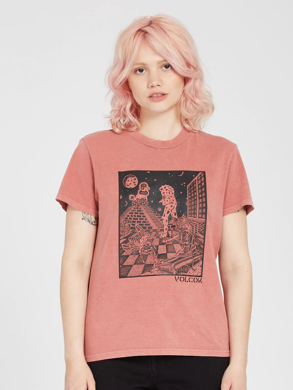 Camiseta Chica Volcom Volchedelic - Rosewood | Camisetas manga corta de mujer | Volcom Shop | surfdevils.com