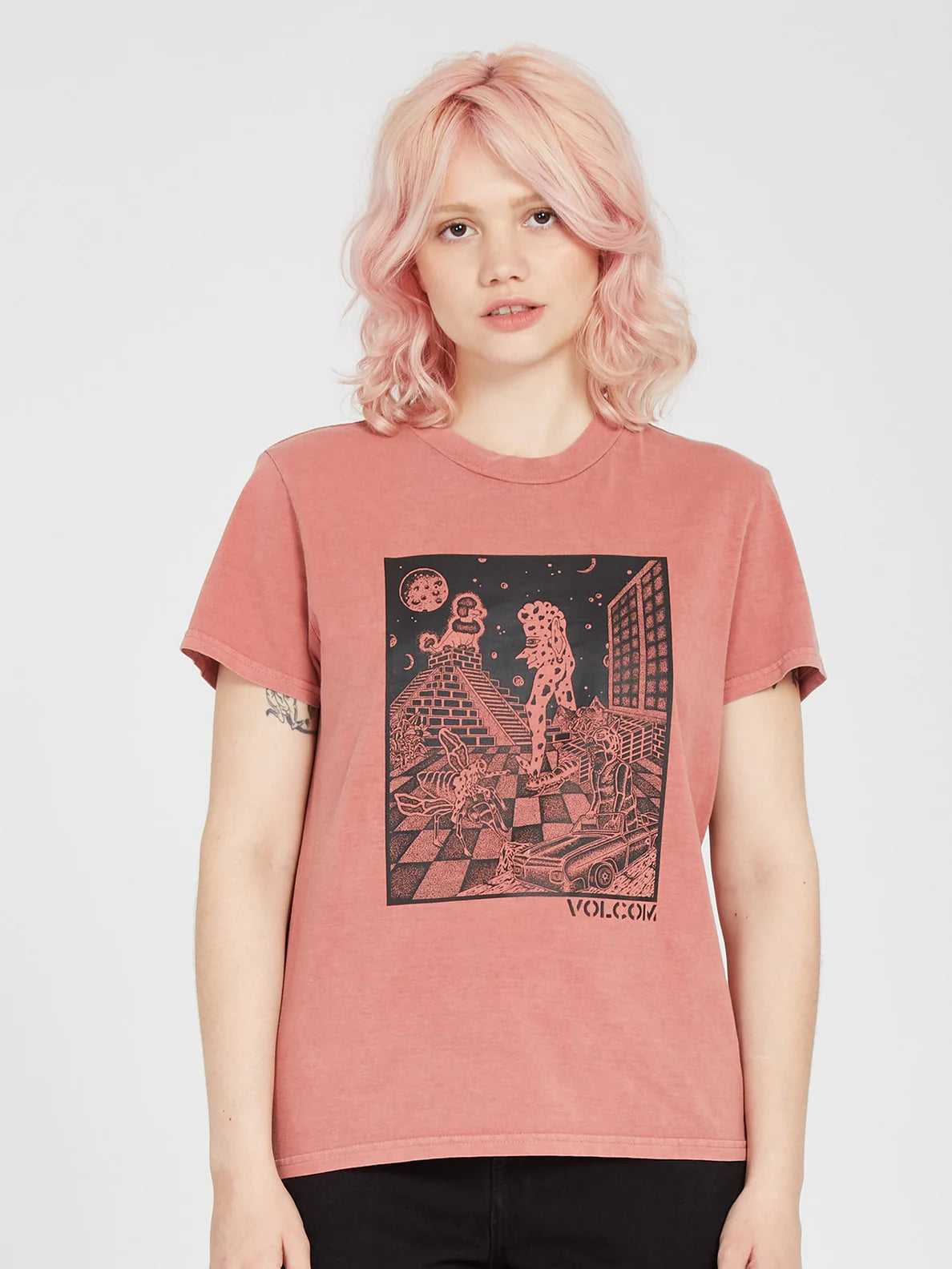 Volcom Volchedelic Mädchen-T-Shirt – Rosewood
