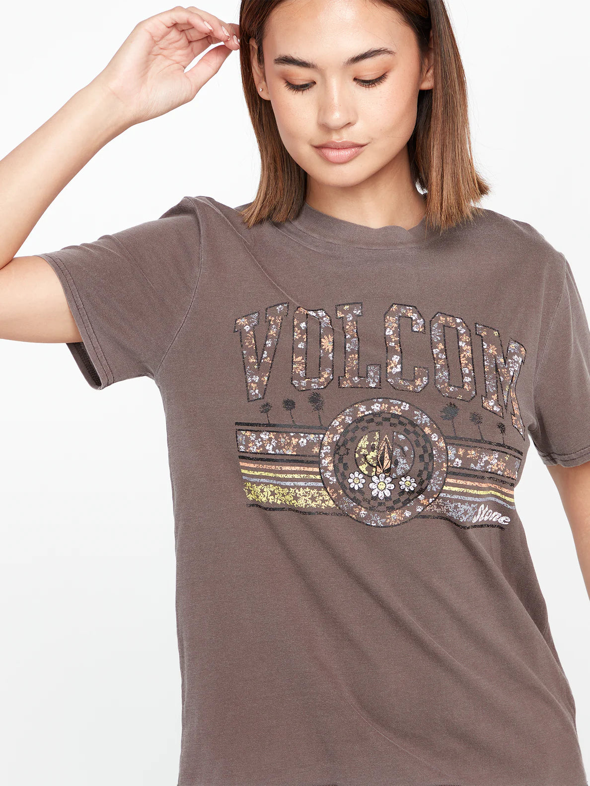 Volcom Lock It Up Mädchen-T-Shirt – Schiefergrau