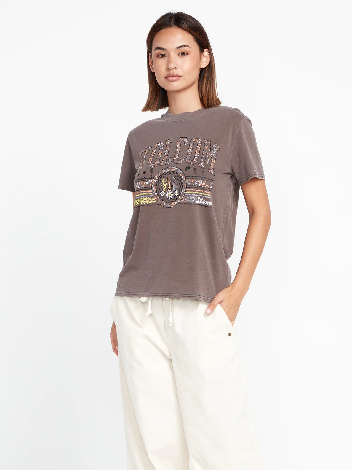 Volcom Lock It Up Girl's T-Shirt - Slate Gray | Collection_Zalando | Volcom Shop | Women's short sleeve t-shirts | surfdevils.com