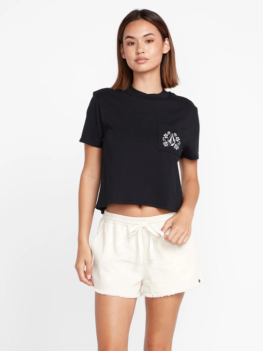 Volcom Pocket Dial Mädchen-T-Shirt – Schwarz