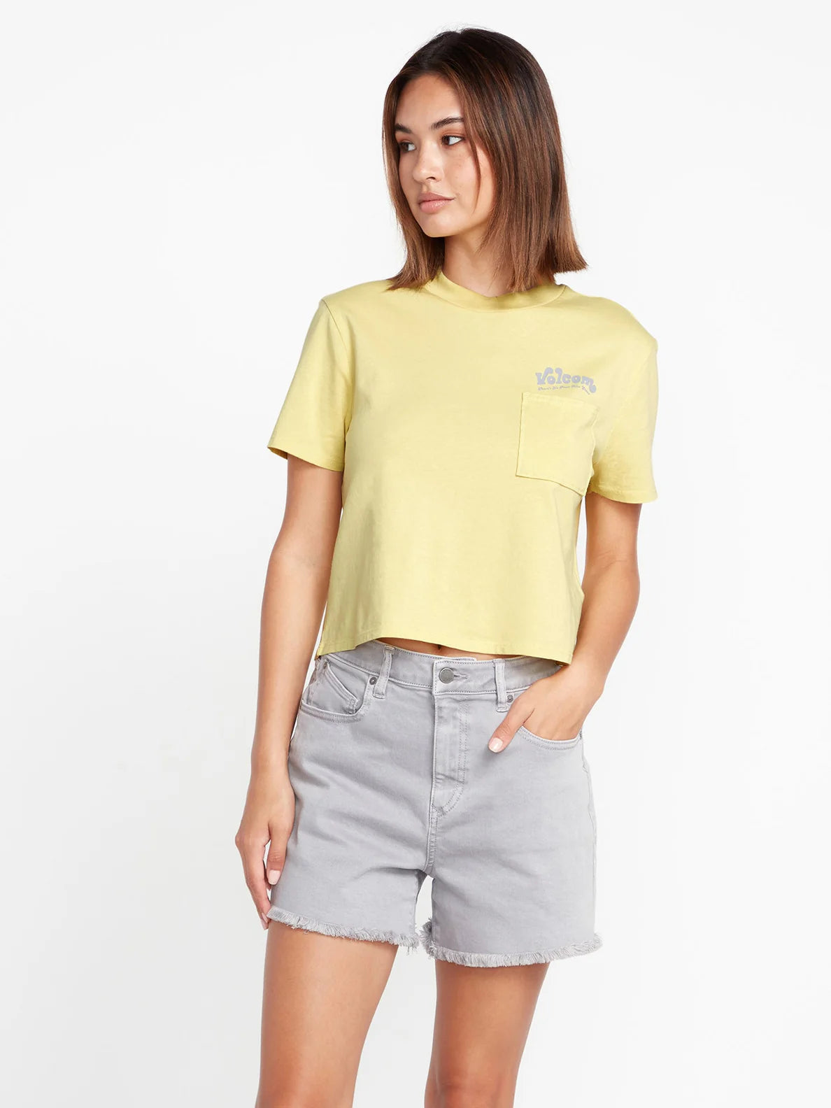 Volcom Pocket Dial Girl's T-Shirt - Citron | Collection_Zalando | Volcom Shop | Women's short sleeve t-shirts | surfdevils.com