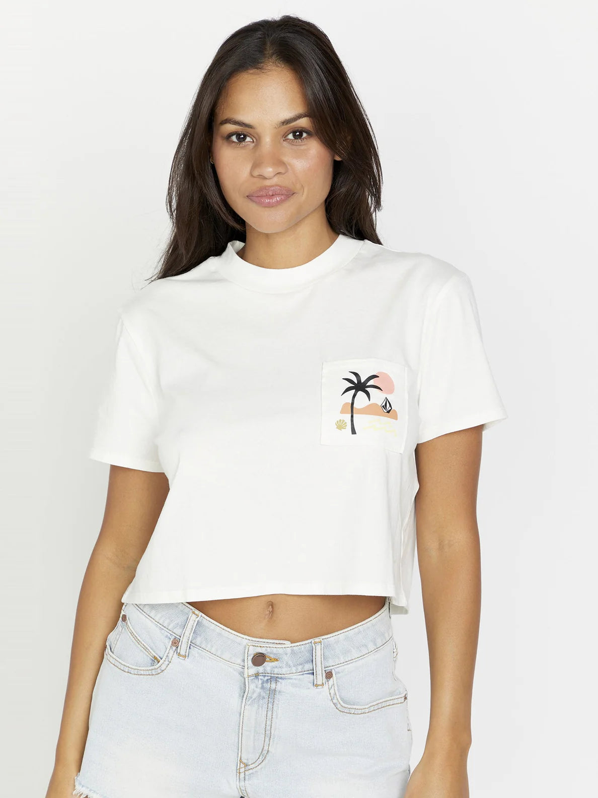 Volcom Pocket Dial Girl's T-Shirt - Star White | Collection_Zalando | Volcom Shop | Women's short sleeve t-shirts | surfdevils.com