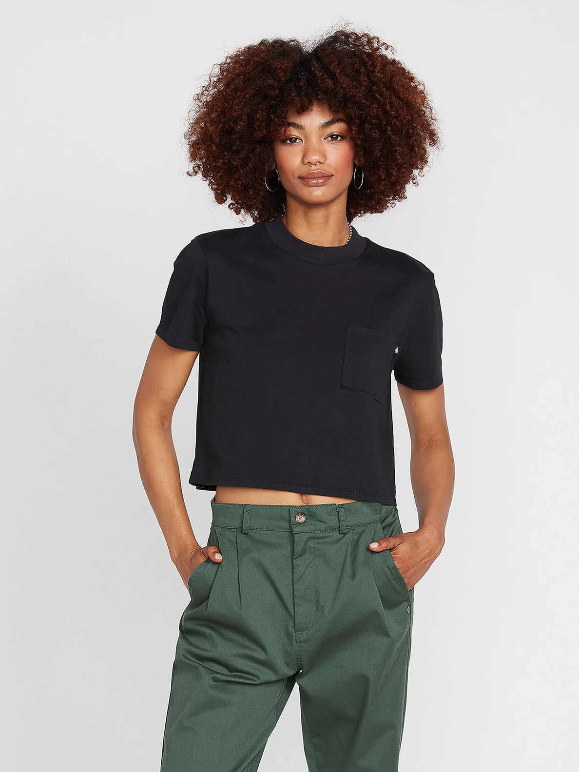 Volcom Pocket Dial Tee Black Girl's T-Shirt | surfdevils.com