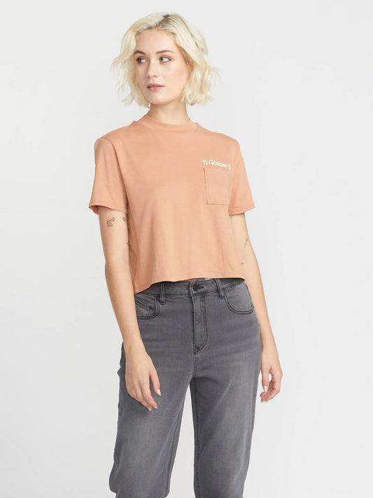 Volcom Pocket Dial Mädchen-T-Shirt – Clay
