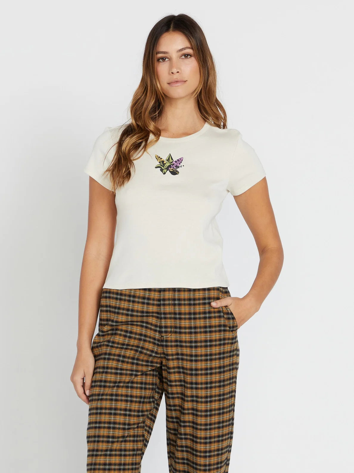 Volcom Dede Baby Tee Girl's T-Shirt - Cloud