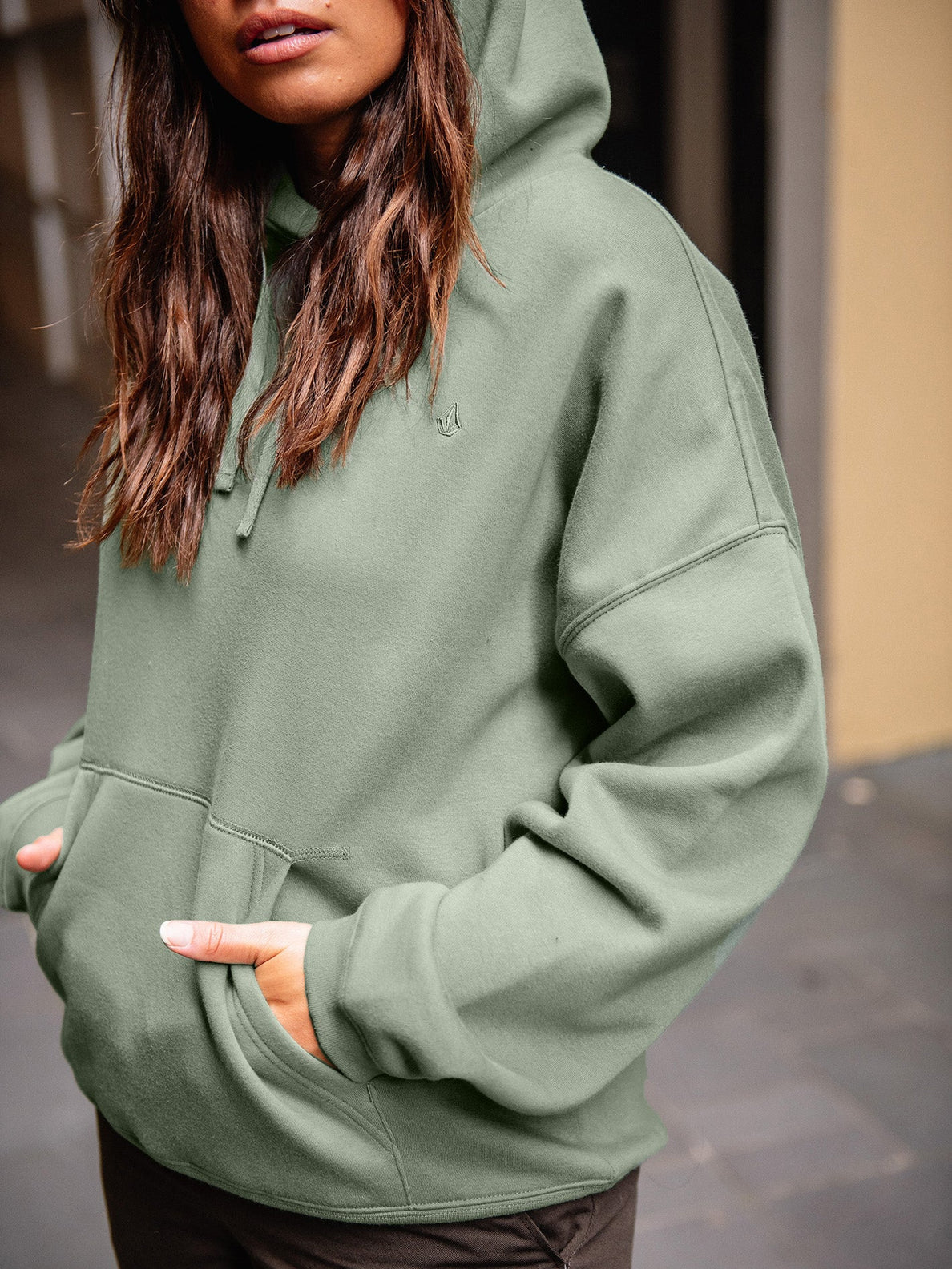 Volcom Stone Heart II Women's Hoodie - Light Army