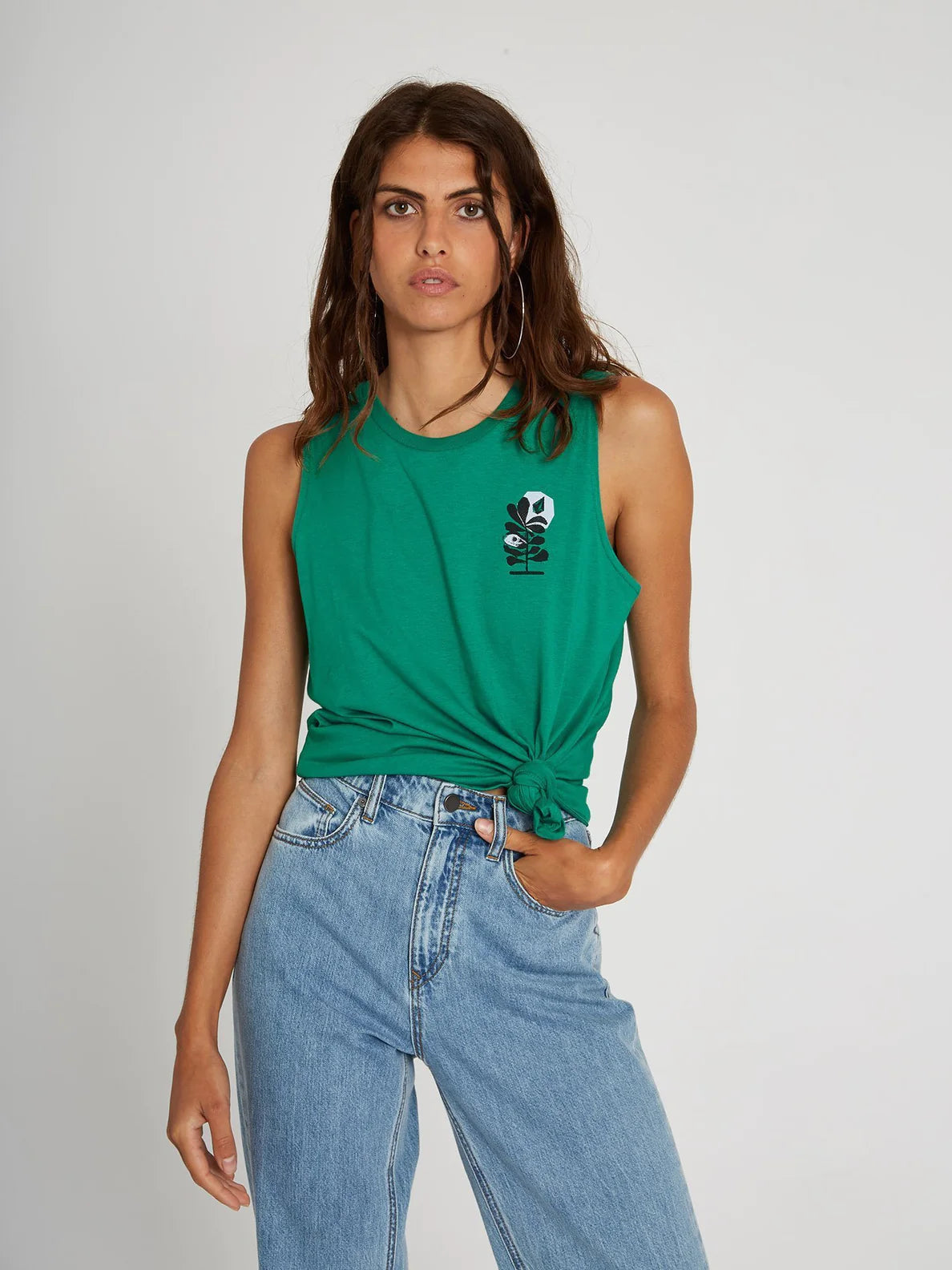 T-shirt verde sinergia di Volcom Frontye Tank