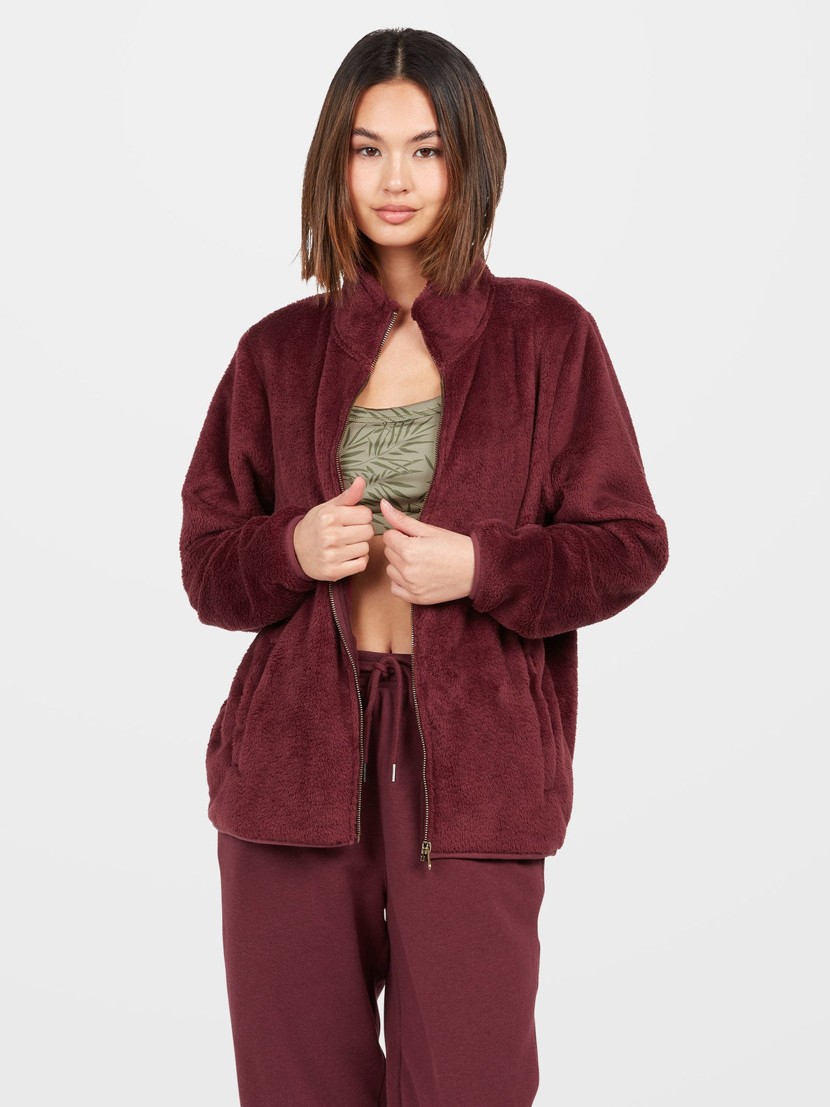 Pheelin Phuzzy Zip Hoodie - Burgund