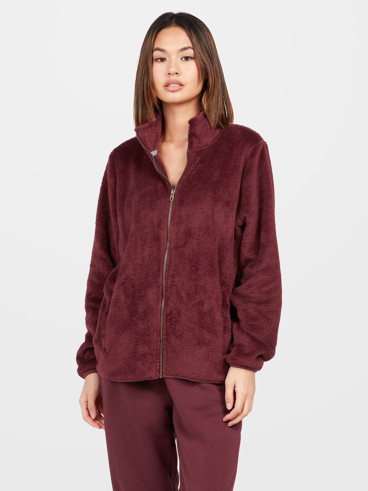 Pheelin Phuzzy Zip Hoodie - Burgundy