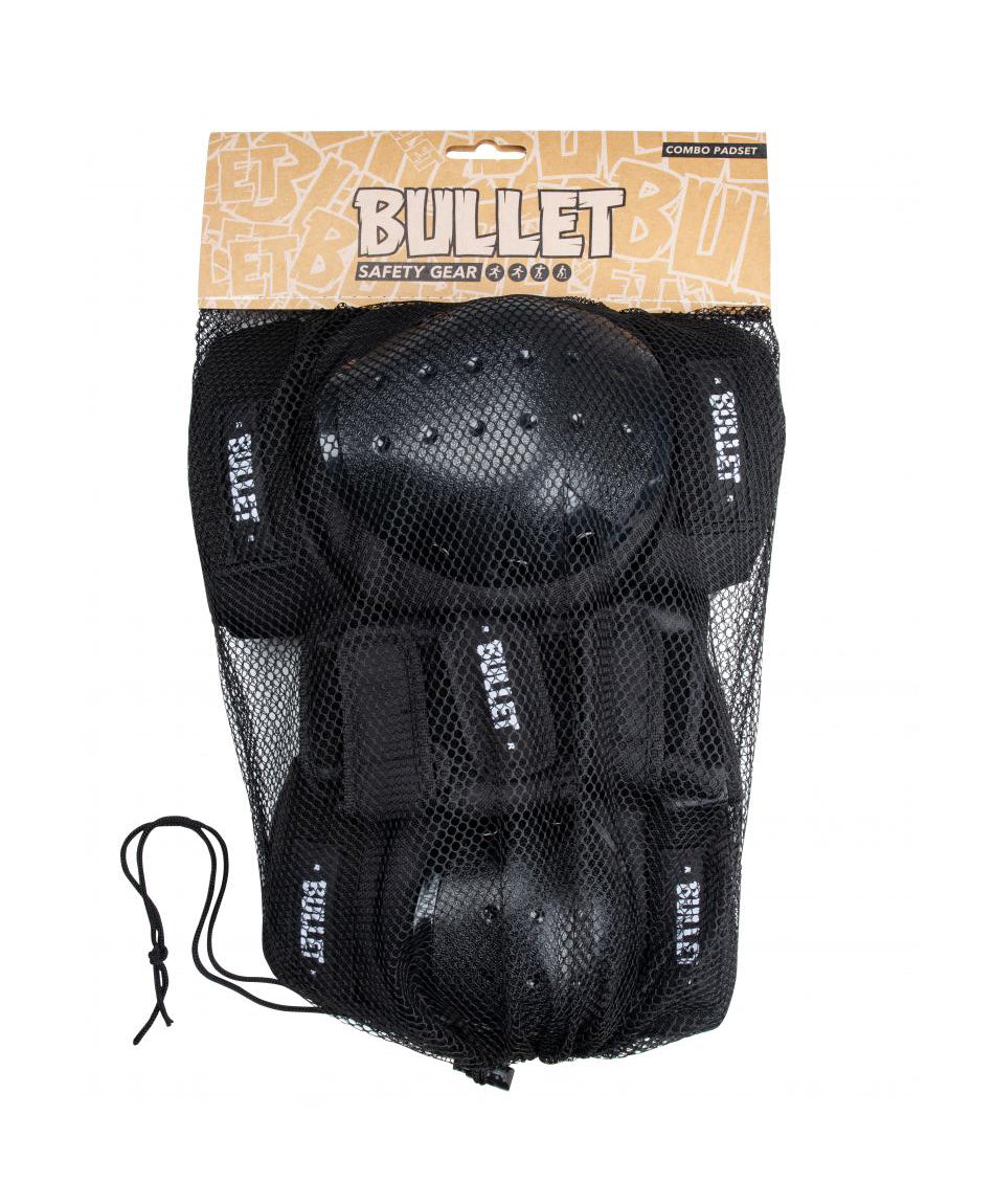 Protecciones Skateboard Bullet Triple Padset Standard Combo - Black