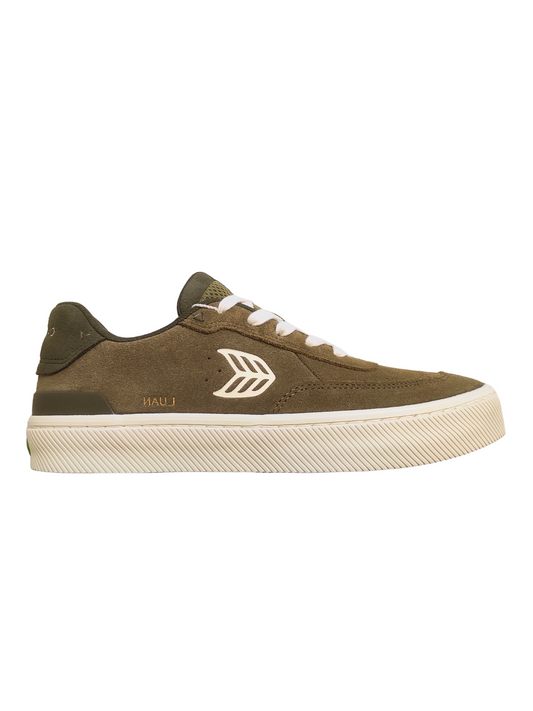 Footwear | Cariuma Luan Pro Shoes | Olive Green Suede Ivory Logo Burnt Olive