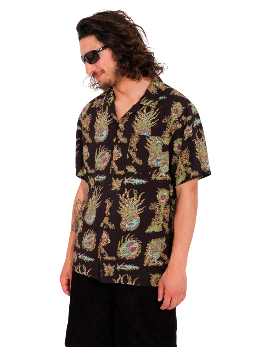 Camisa Manga Corta Tetsunori - Black | Best selling products | Camisas de hombre | Camisas manga corta | Stock Roba | Volcom Shop | surfdevils.com