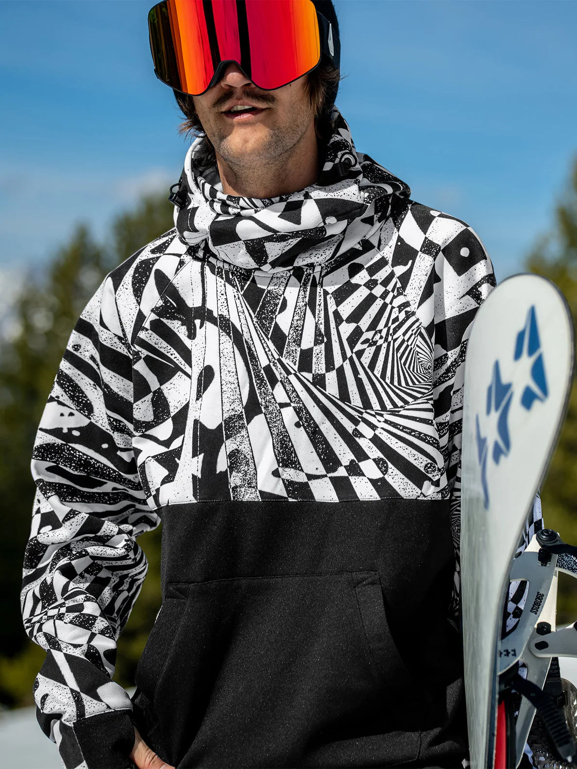 Sweat à capuche technique Volcom Hydro Riding - Noir Blanc