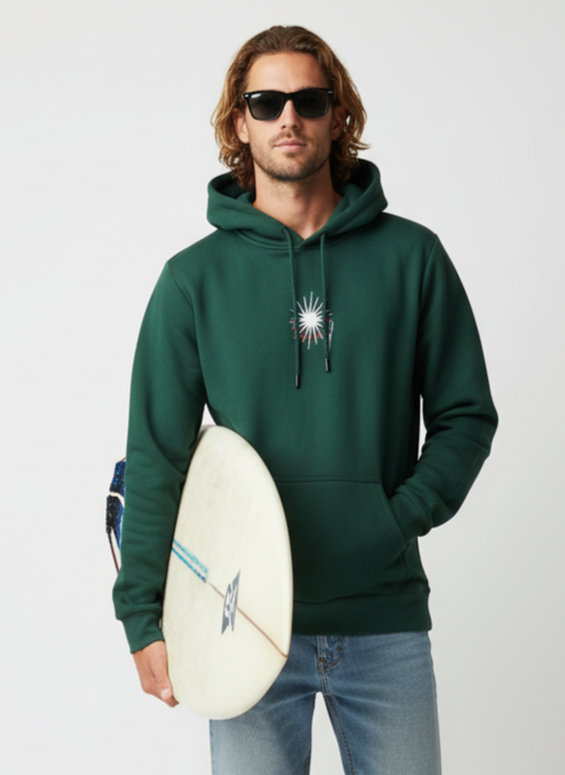Sweat à capuche All One Brand See the Stars - Vert bouteille