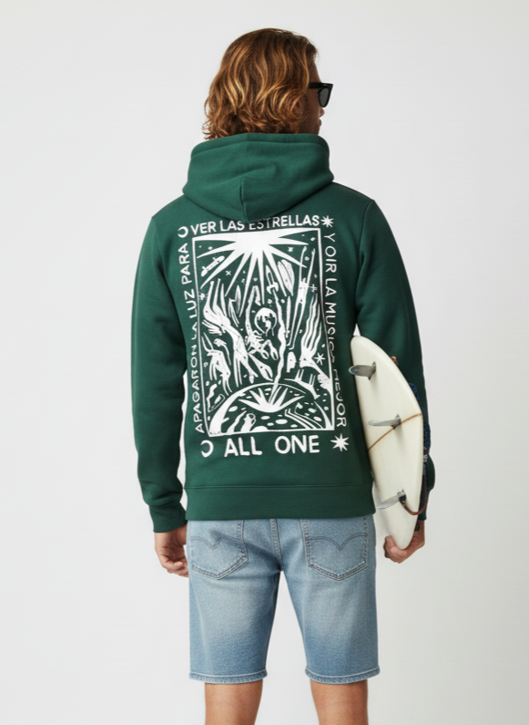 Sweat à capuche All One Brand See the Stars - Vert bouteille