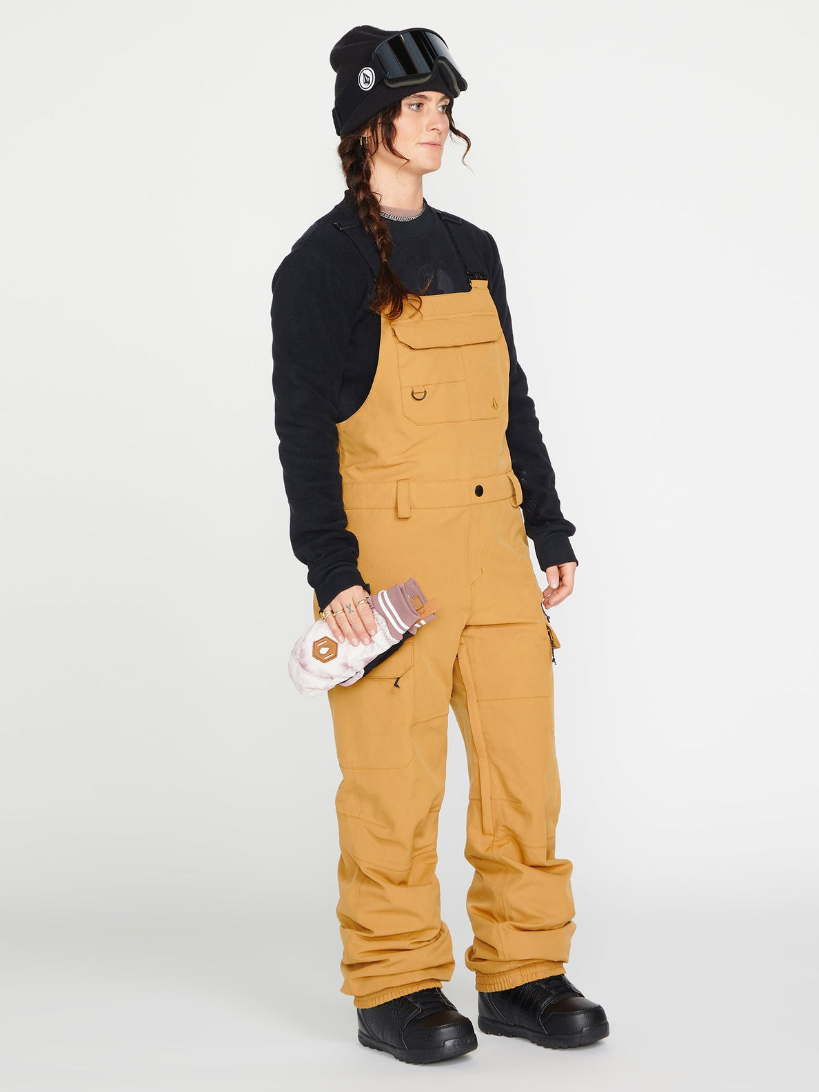 Pantalón de snowboard Mujer Volcom Creston 3D Stretch Bib Overall - Caramel | surfdevils.com