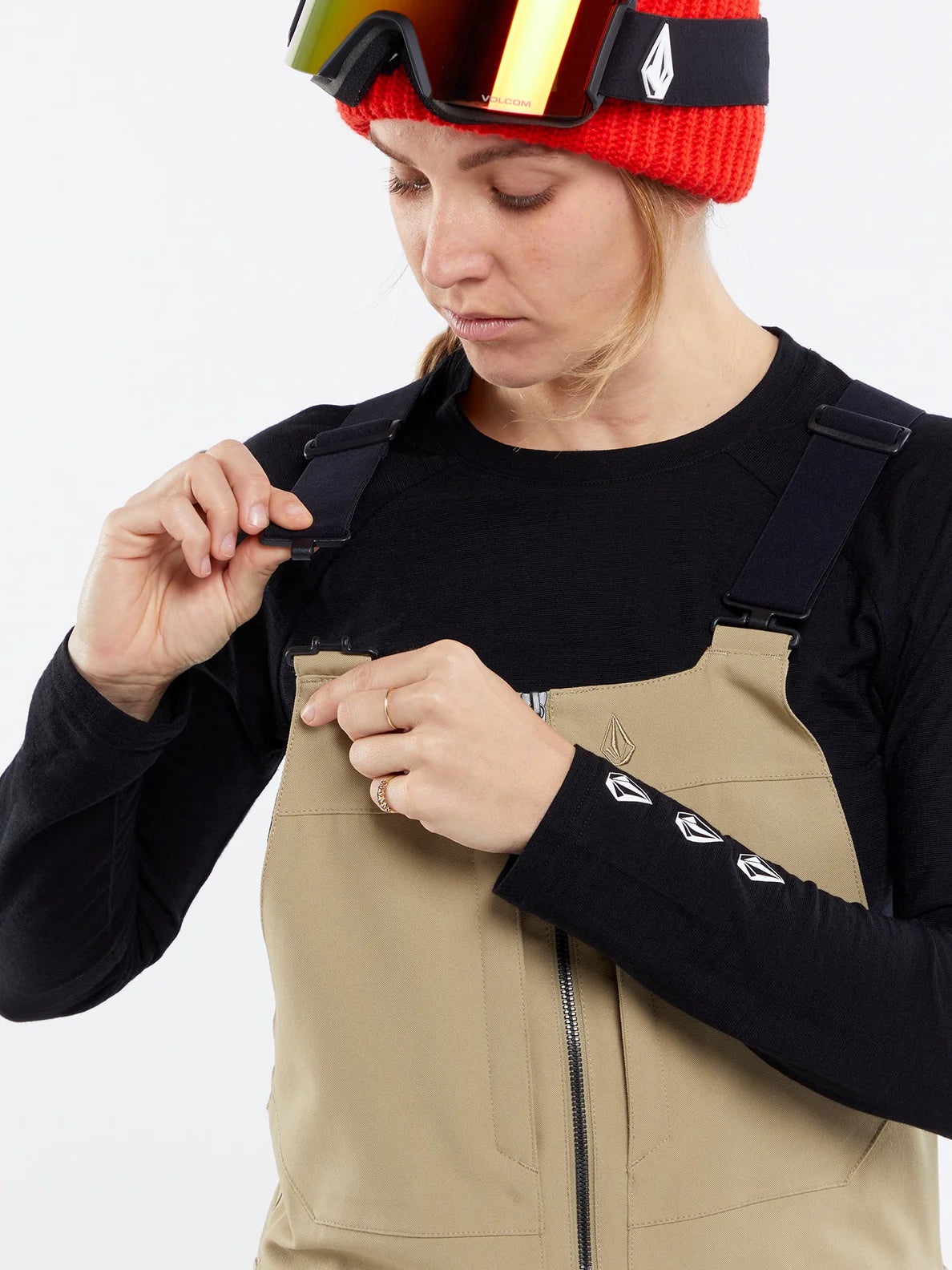 Peto de snowboard Mujer Volcom Swift Bib Overal - Dark Khaki | Best selling products | surfdevils.com