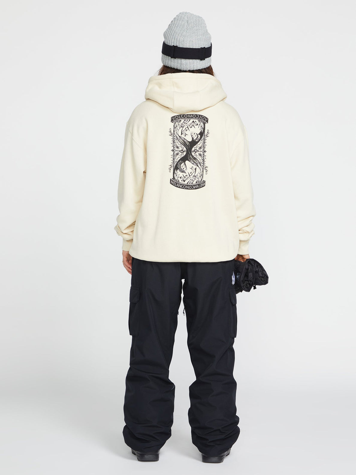 Felpa da neve da donna Volcom Melancon con cappuccio - bianco sporco