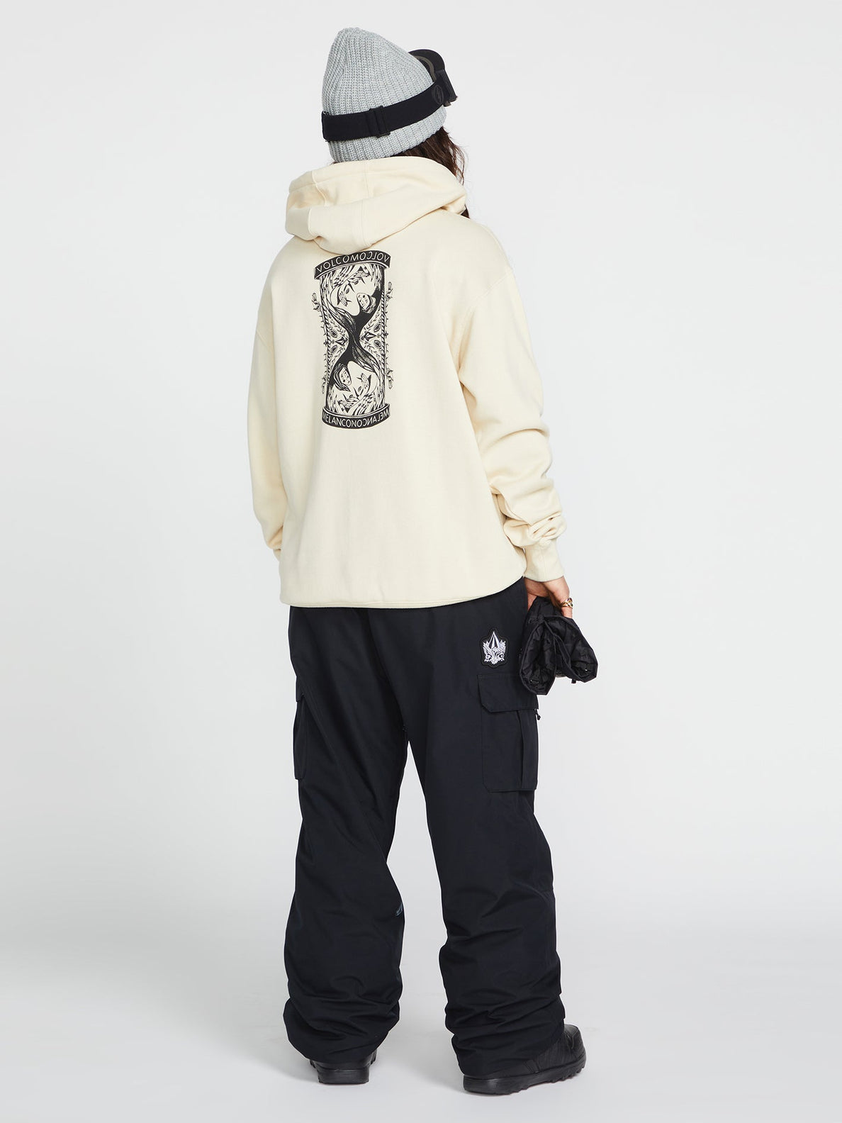 Felpa da neve da donna Volcom Melancon con cappuccio - bianco sporco