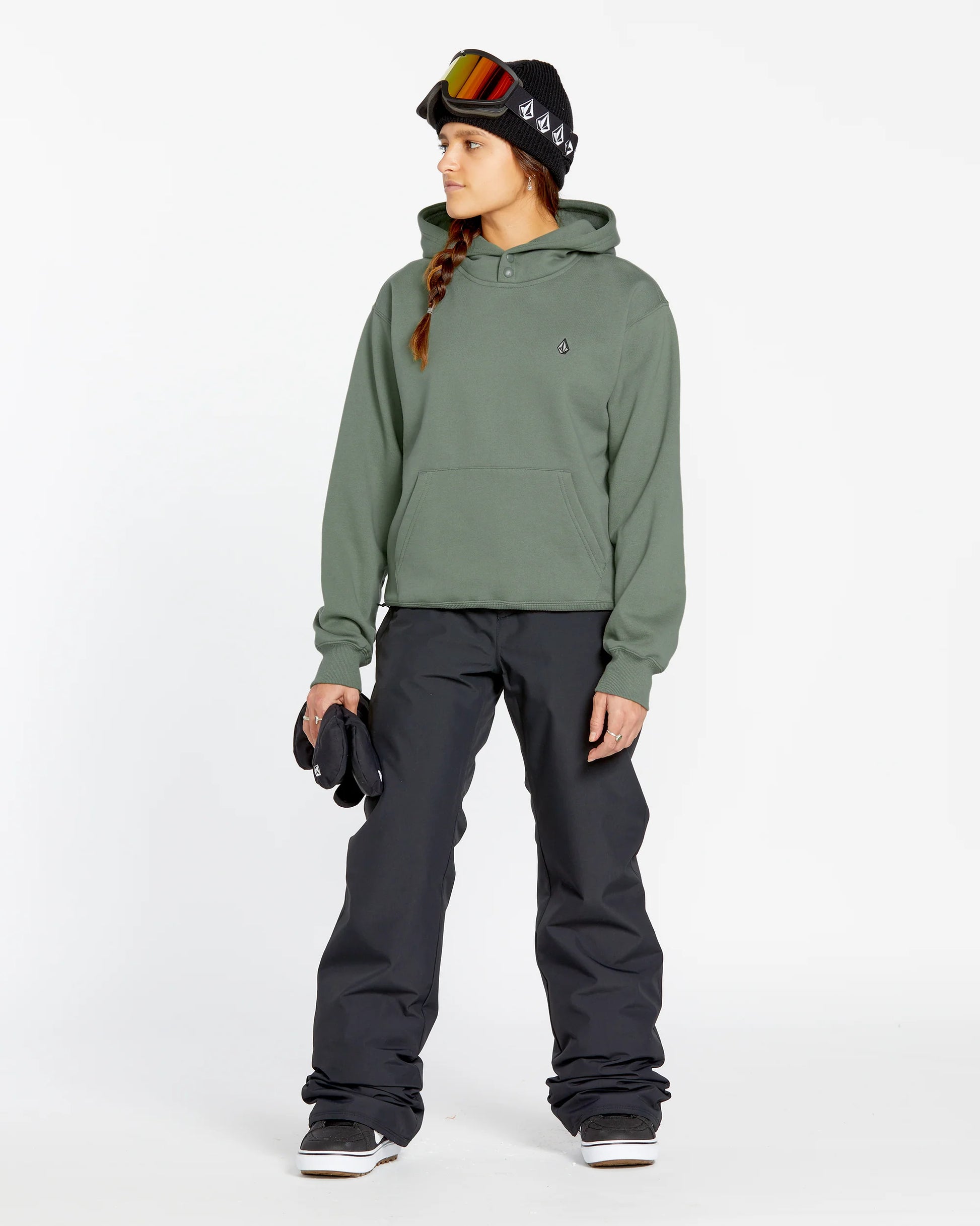 Forro Polar con capucha de Mujer Volcom Costus - Lichen Green | Best selling products | Snowboard Shop | Sudaderas de snowboard | Volcom Shop | surfdevils.com