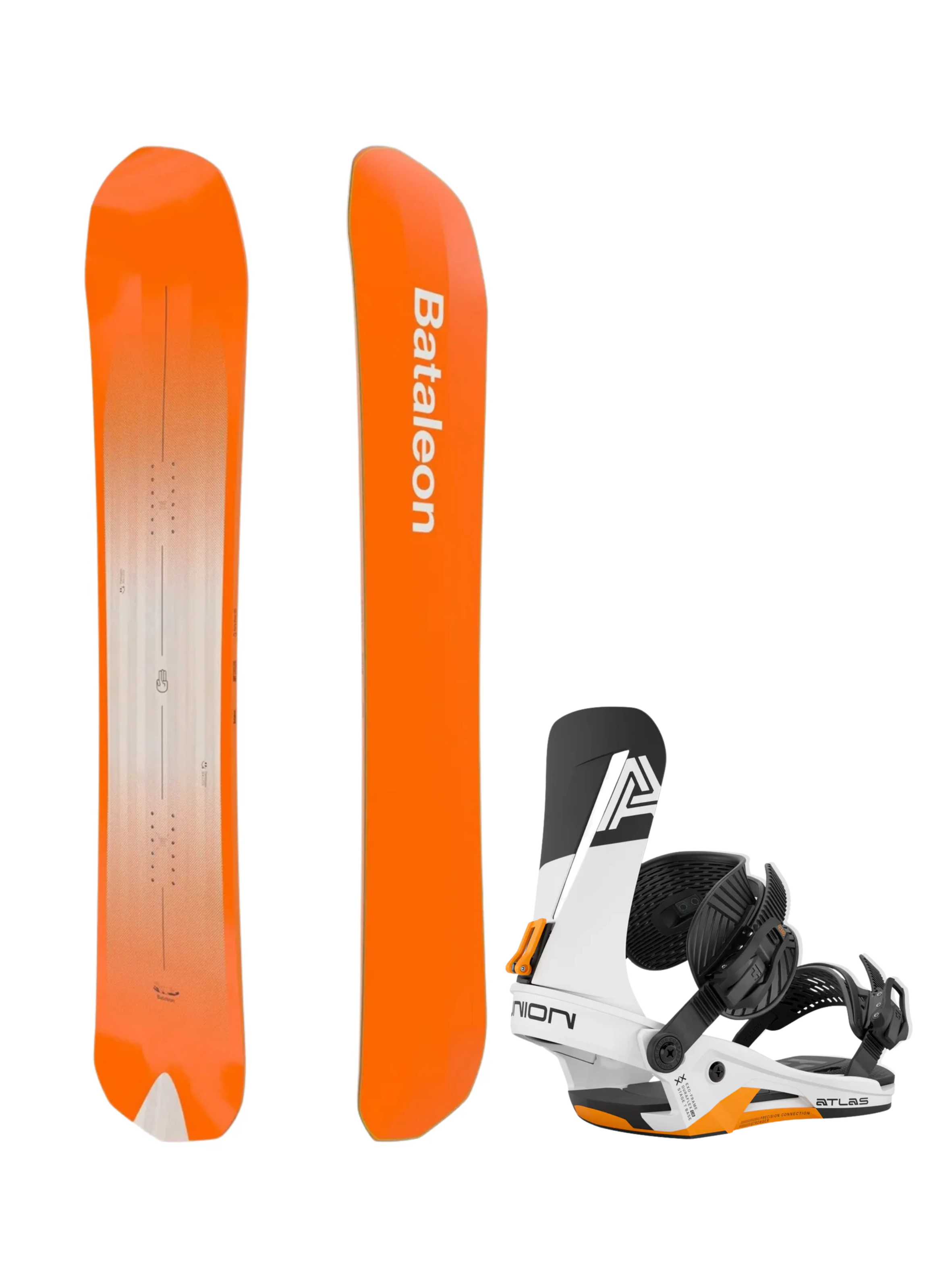 Snowboard-Set Bataleon Party Wave 2026 + Union Atlas White/Orange