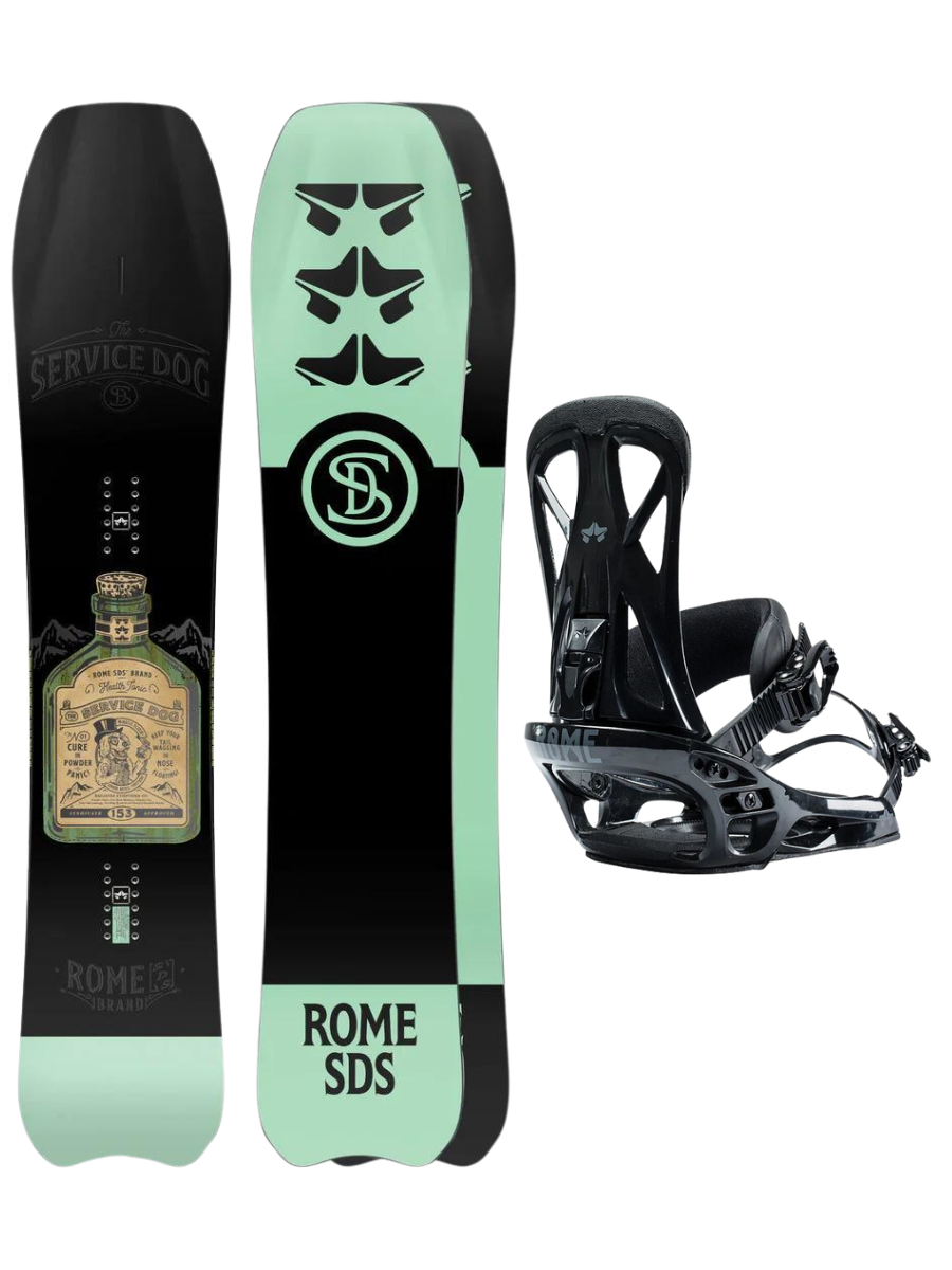 Snowboard-Paket: Rome Service Dog 153 + Rome United