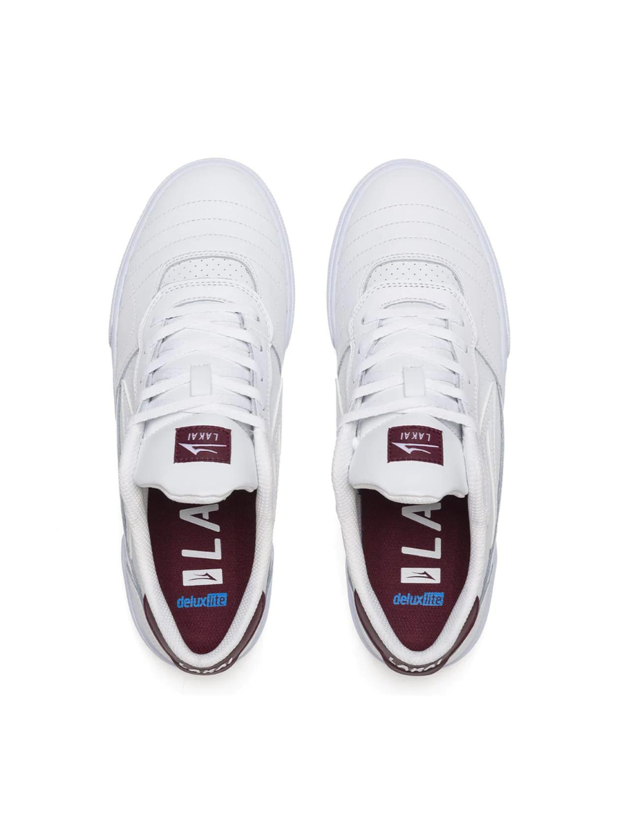 Lakai Cambridge White/Burgundy Leather Sneakers