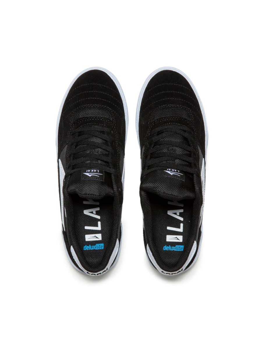 Scarpe da ginnastica Lakai Cambridge in pelle scamosciata nera/bianca