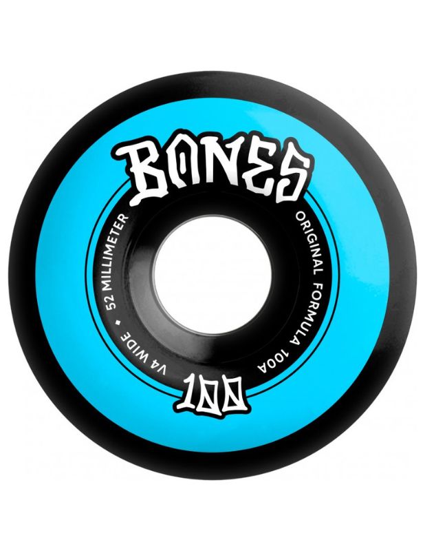 Bones Wheels OG Formula 100's V4 Wide 52mm Black ruedas del monopatín detail 1 | Black