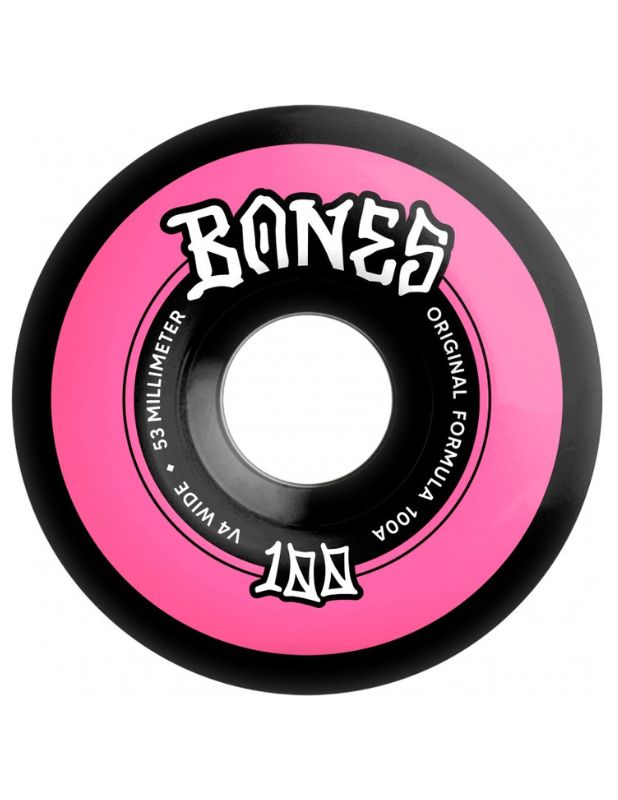 Bones Wheels OG Formula 100's V4 Wide 53mm Black ruedas del monopatín detail 1 | Black