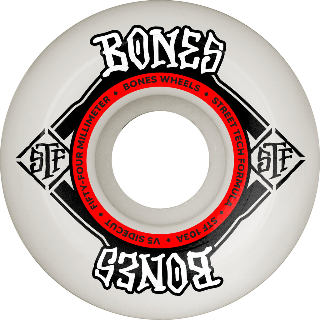 Bones Wheels STF V5 Sidecut 54mm White 103a ruedas del monopatín detail 1 | White