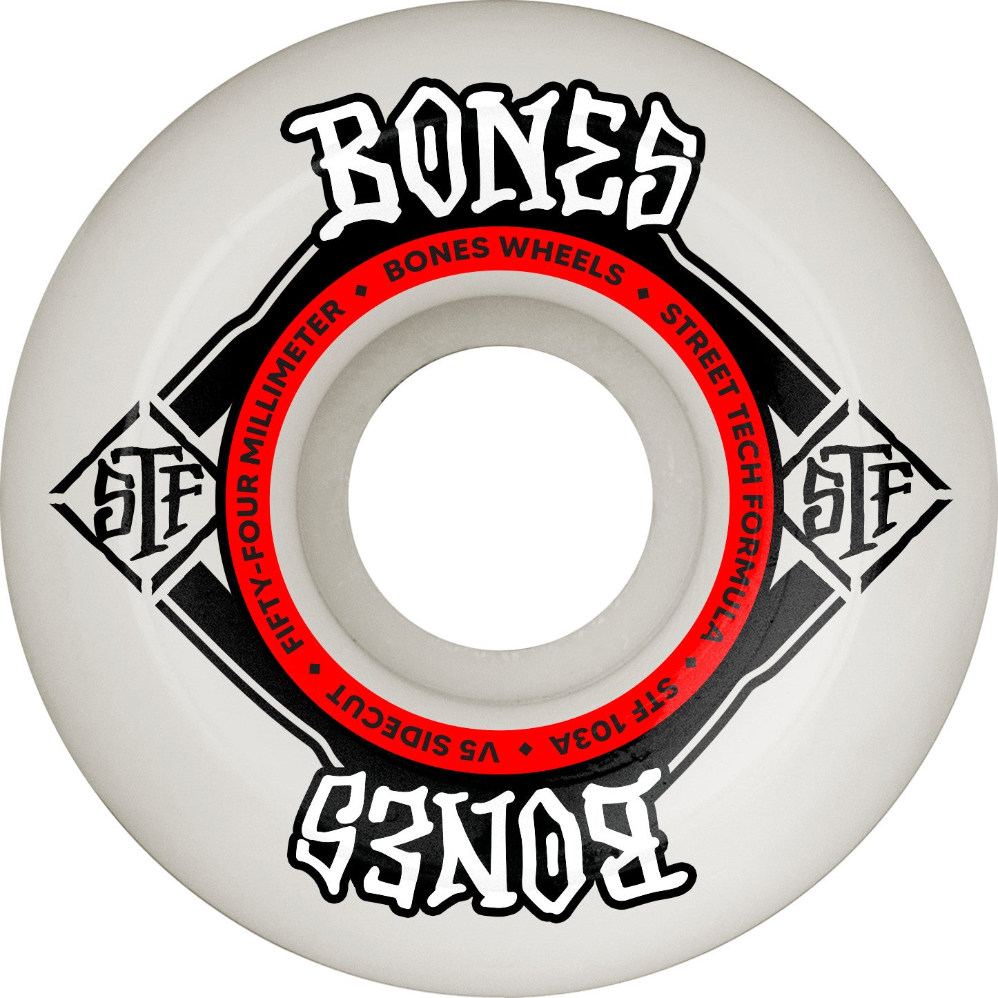Bones Wheels STF V5 Sidecut 54mm White 103a ruedas del monopatín detail 1 | White