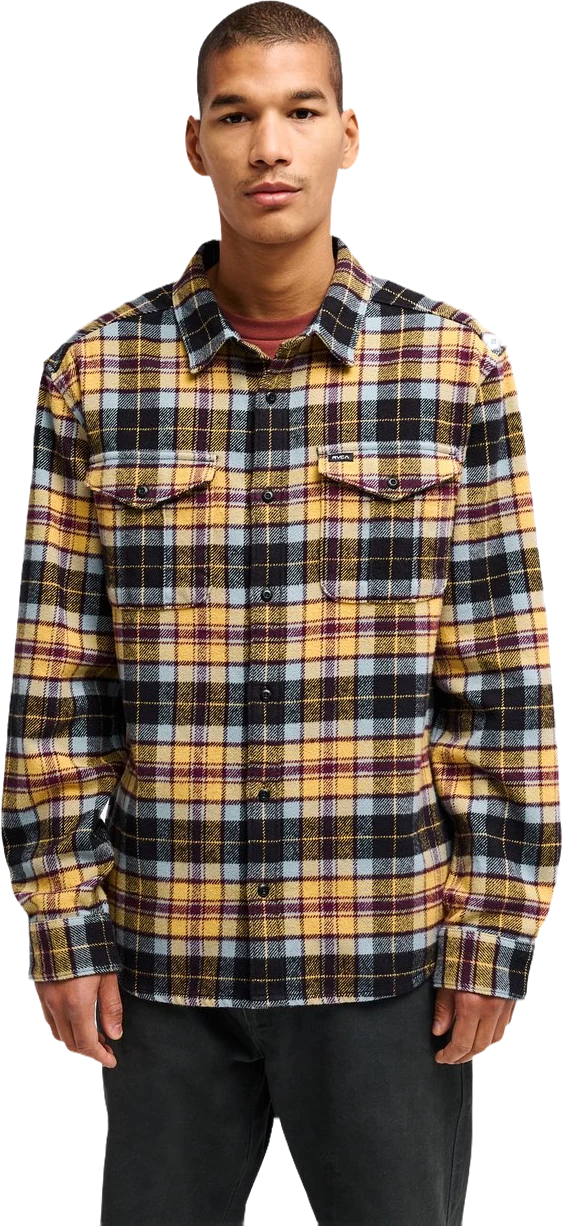 Rvca Hugues Heavy Flannel Camisa de manga larga Naranja Hombre camisas hombre | Naranja