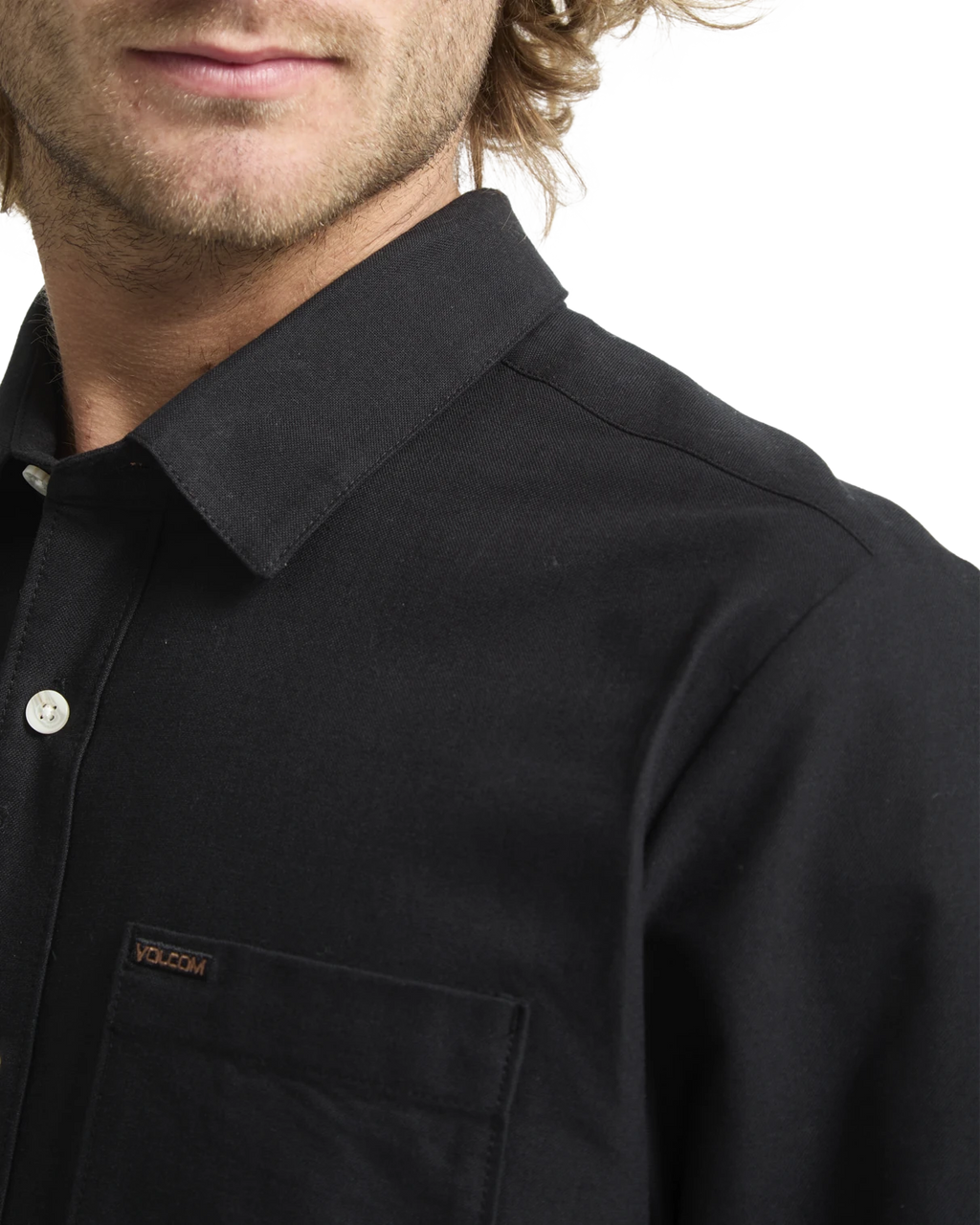 Volcom Veeco Oxford Shirt camisa manga larga hombre detail 2 | Black