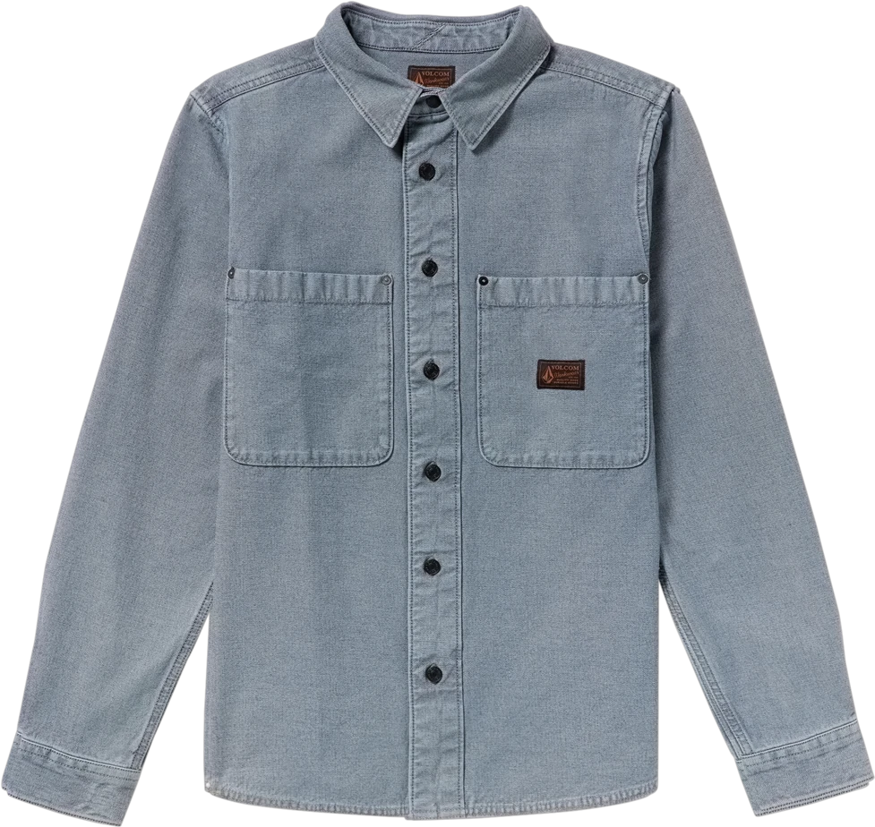 Volcom Levelstone Shirt camisa manga larga hombre detail 5 | Blue Wash