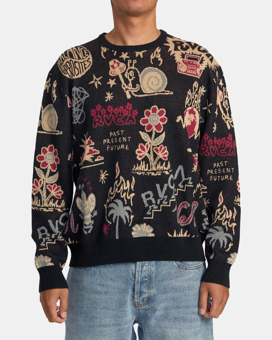 Jersey RVCA Scattered Crew Sweater - Pirate Black