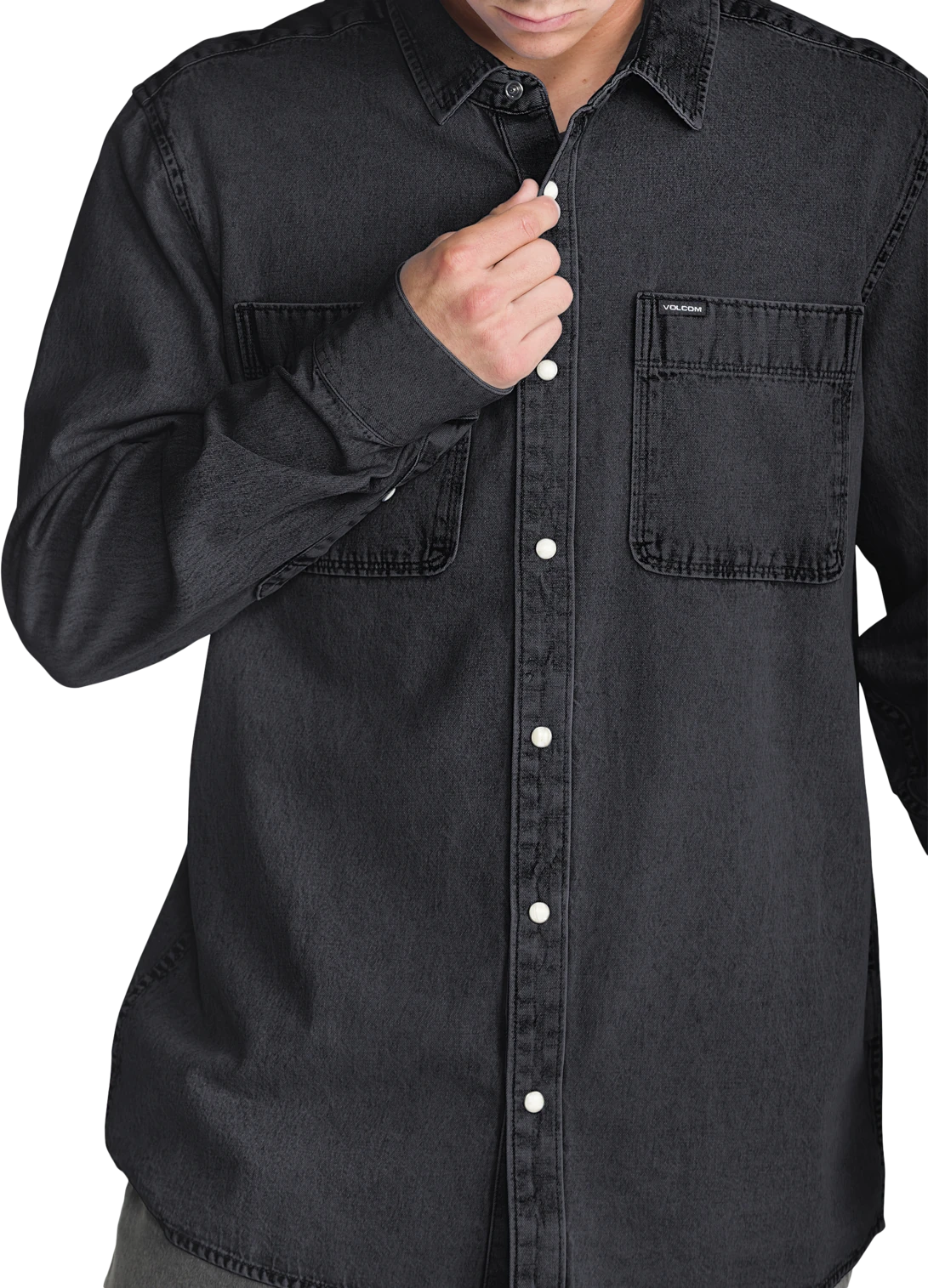 Volcom GOODWIN LS camisas hombre detail 2 | New Black
