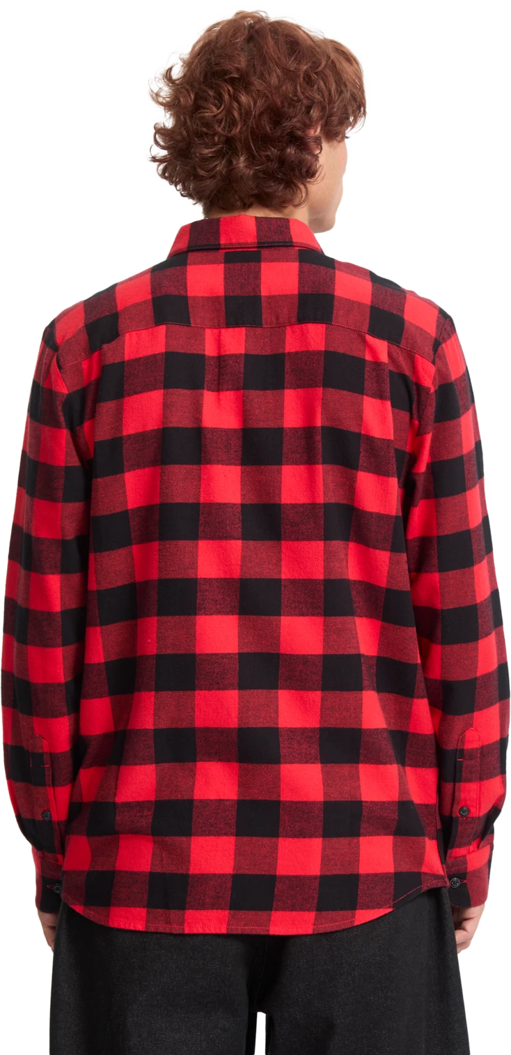 Volcom Caden Plaid Shirt camisa manga larga hombre detail 1 | Lifeguard Red