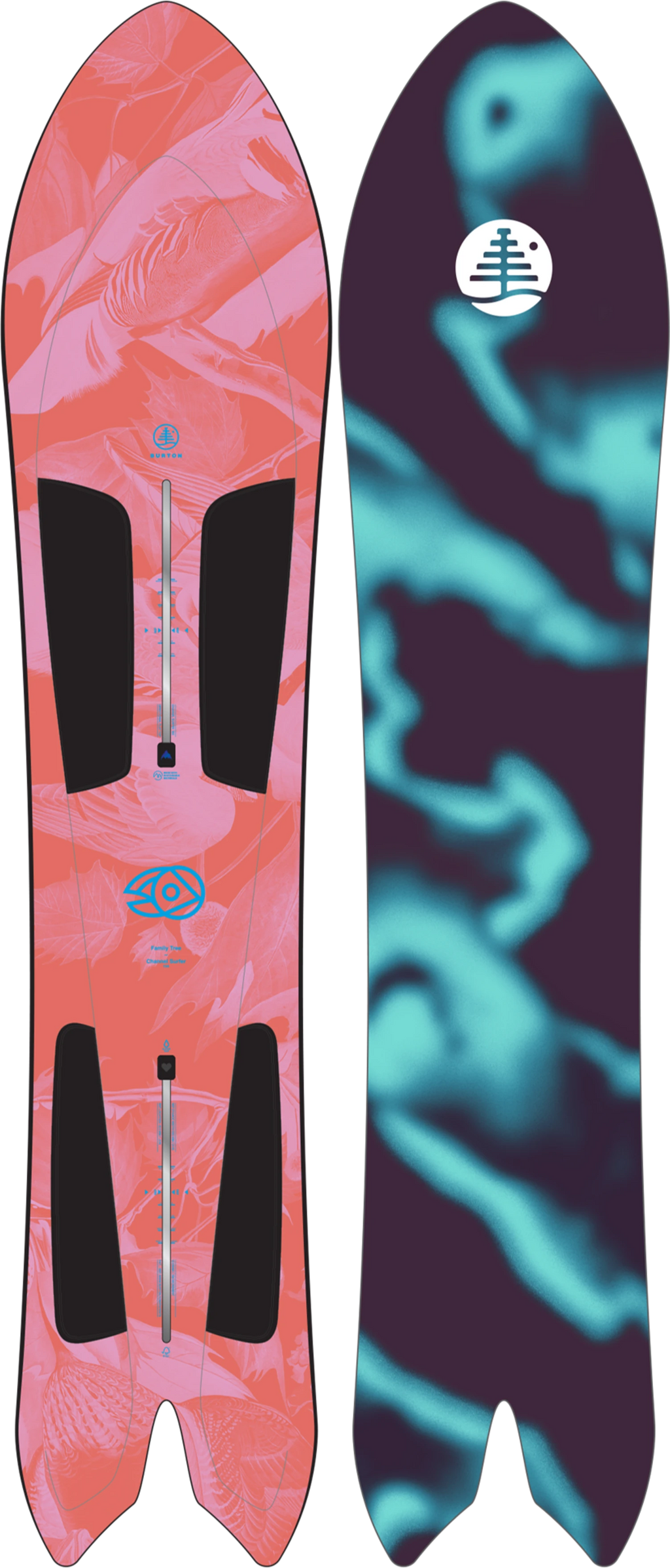 Burton Burton Family Tree 3D Channel Surfer Flat Top Snowboard tablas de snowboard | Graphic
