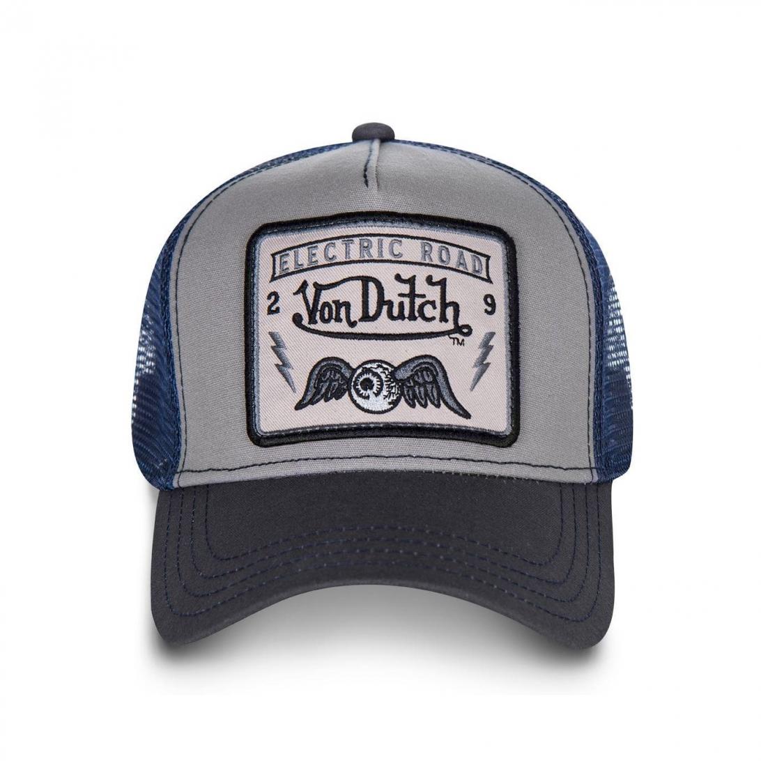 Cappellino da camionista blu Flying Eye quadrato 3B di Von Dutch Square